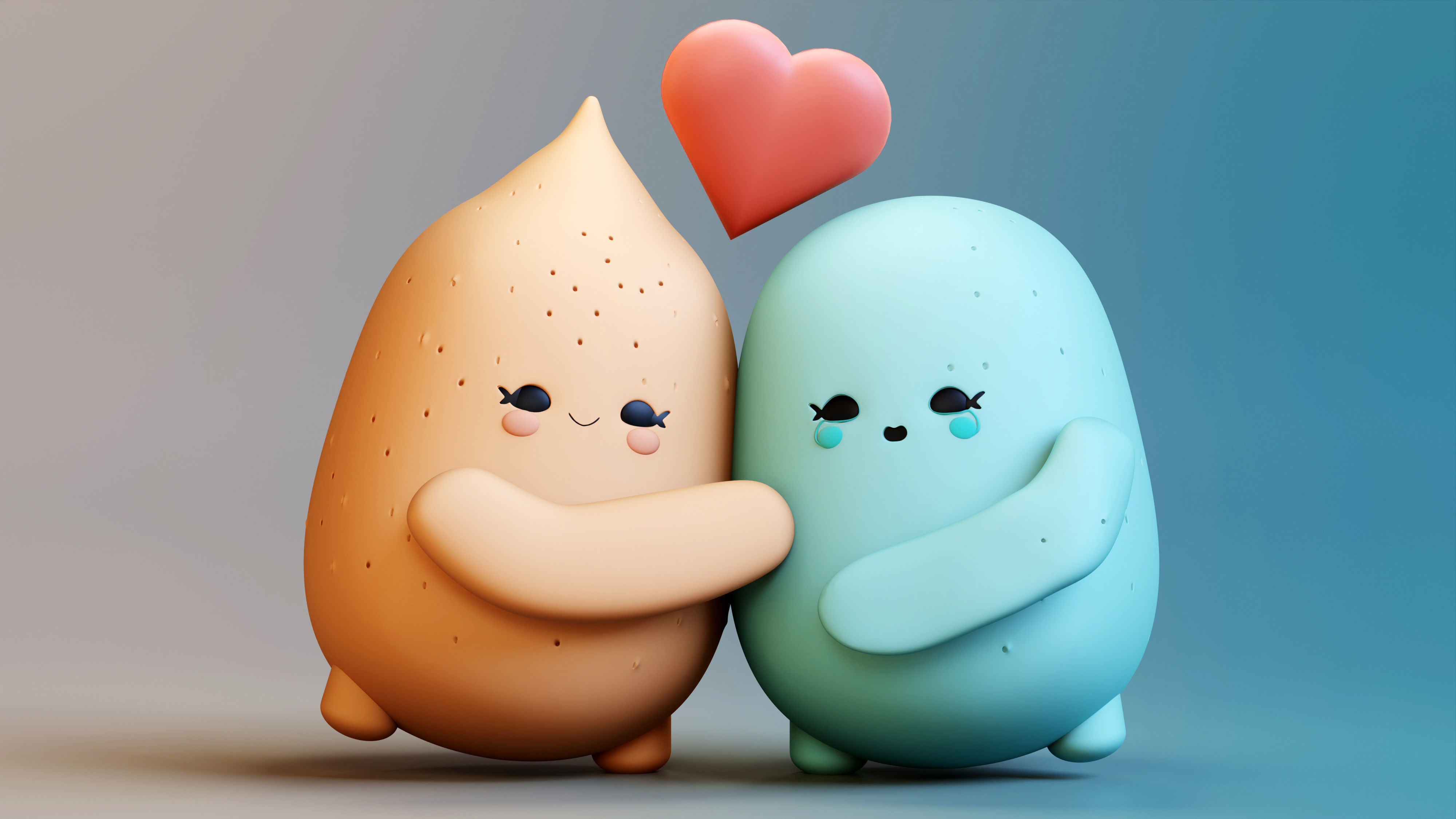 Cute and Cuddly Emoji Couple for Your Romantic Scenes 3D model_1