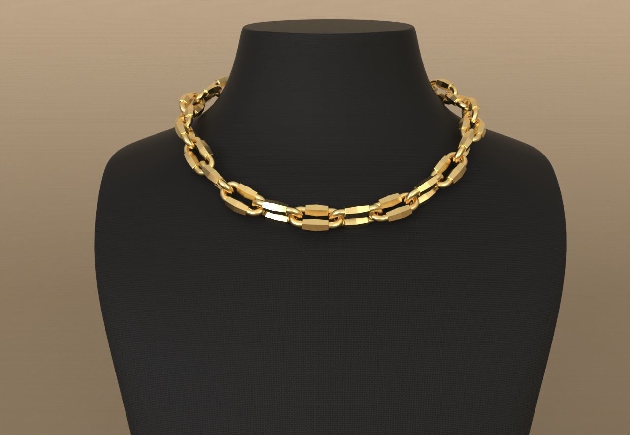 Tiffany chain link faceted 3D print model_3