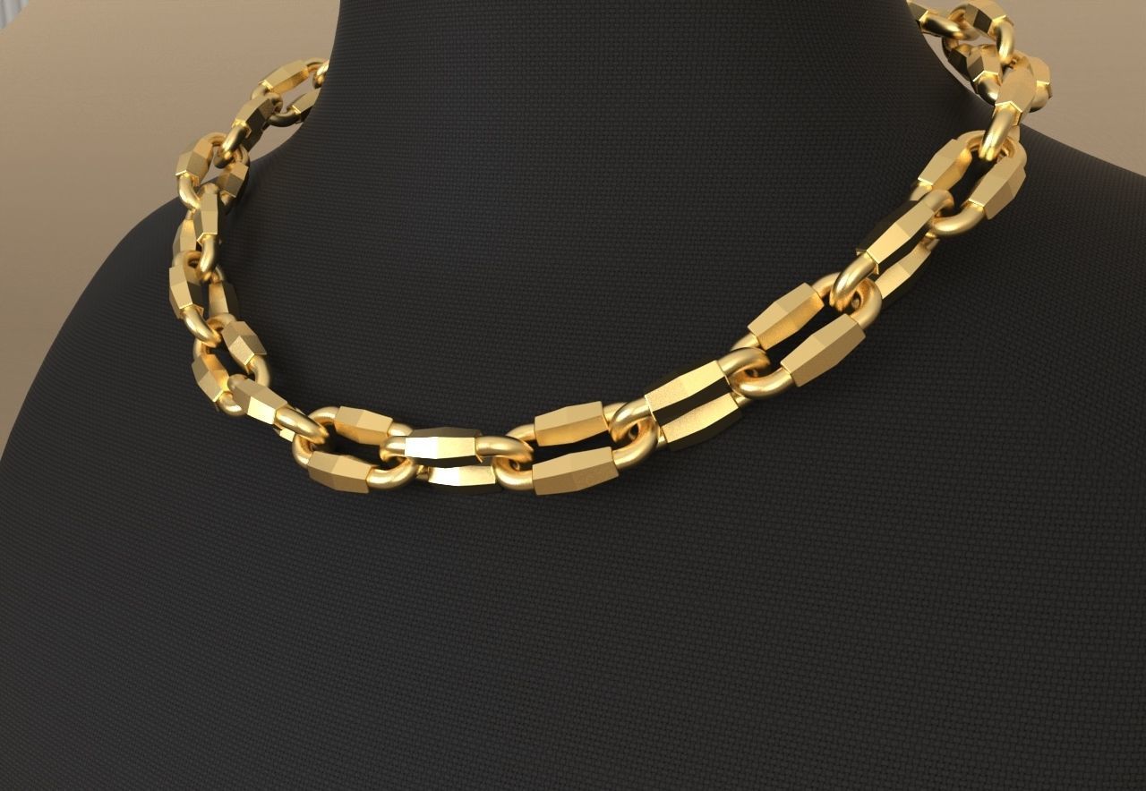 Tiffany chain link faceted 3D print model_2