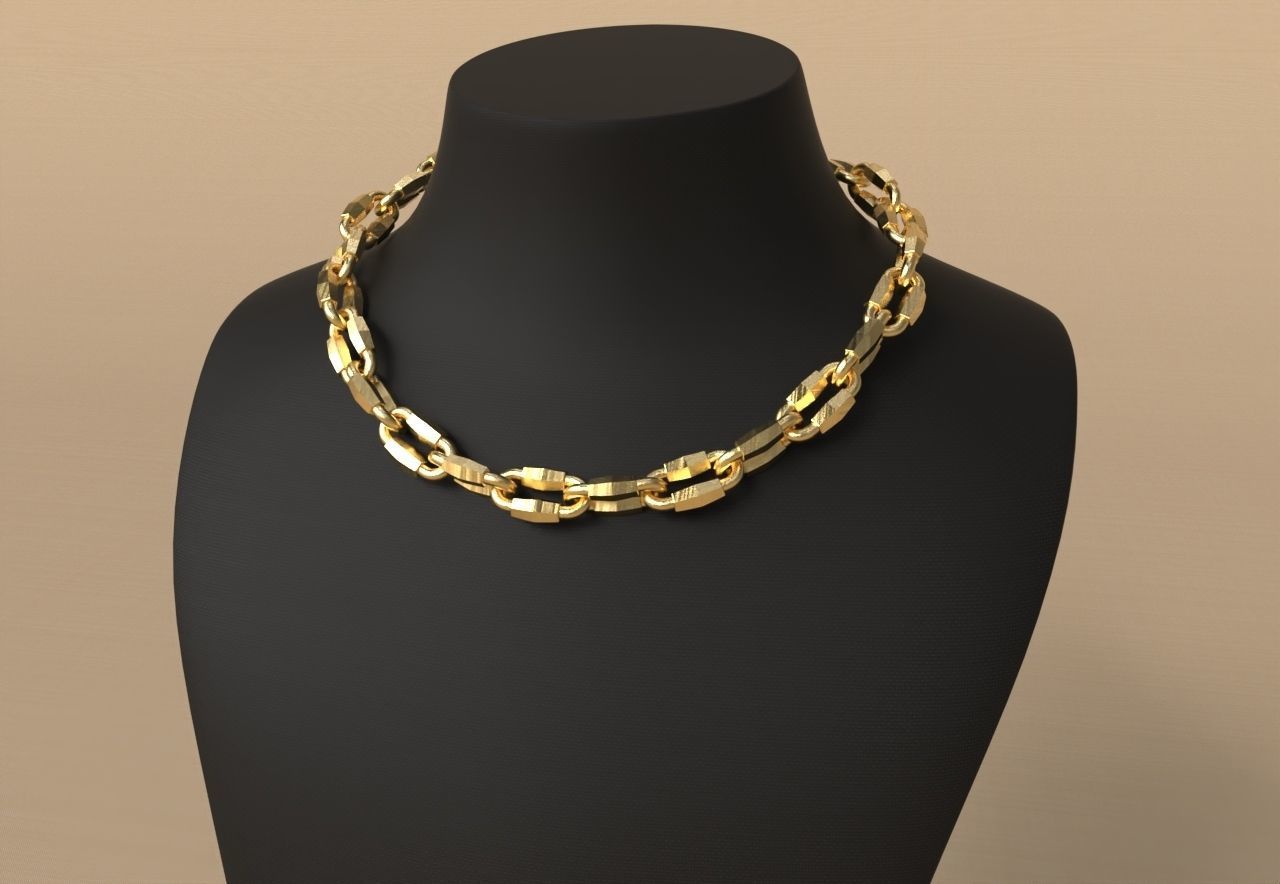 Tiffany chain link faceted 3D print model_11