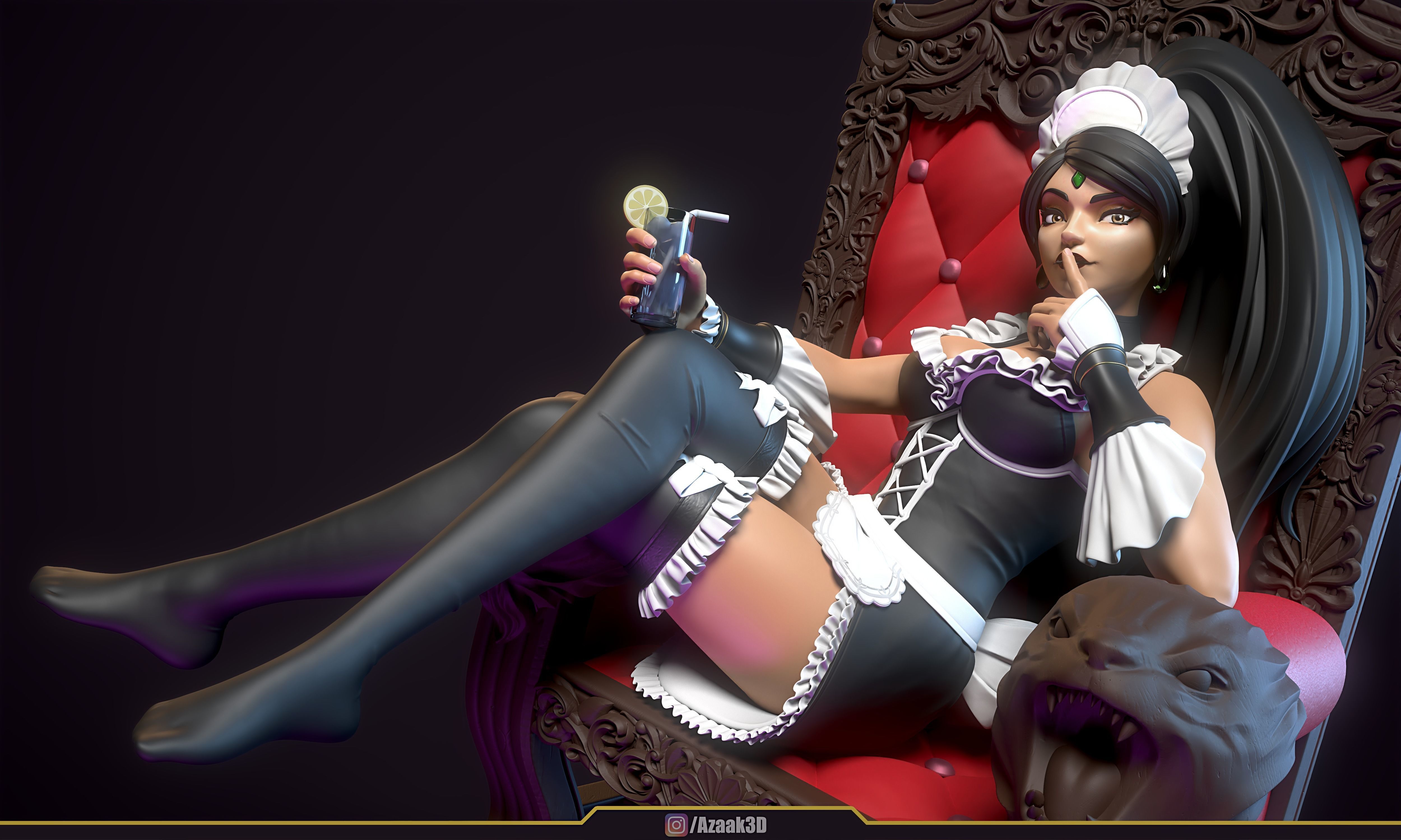 French Maid Nidalee 3D print model_19