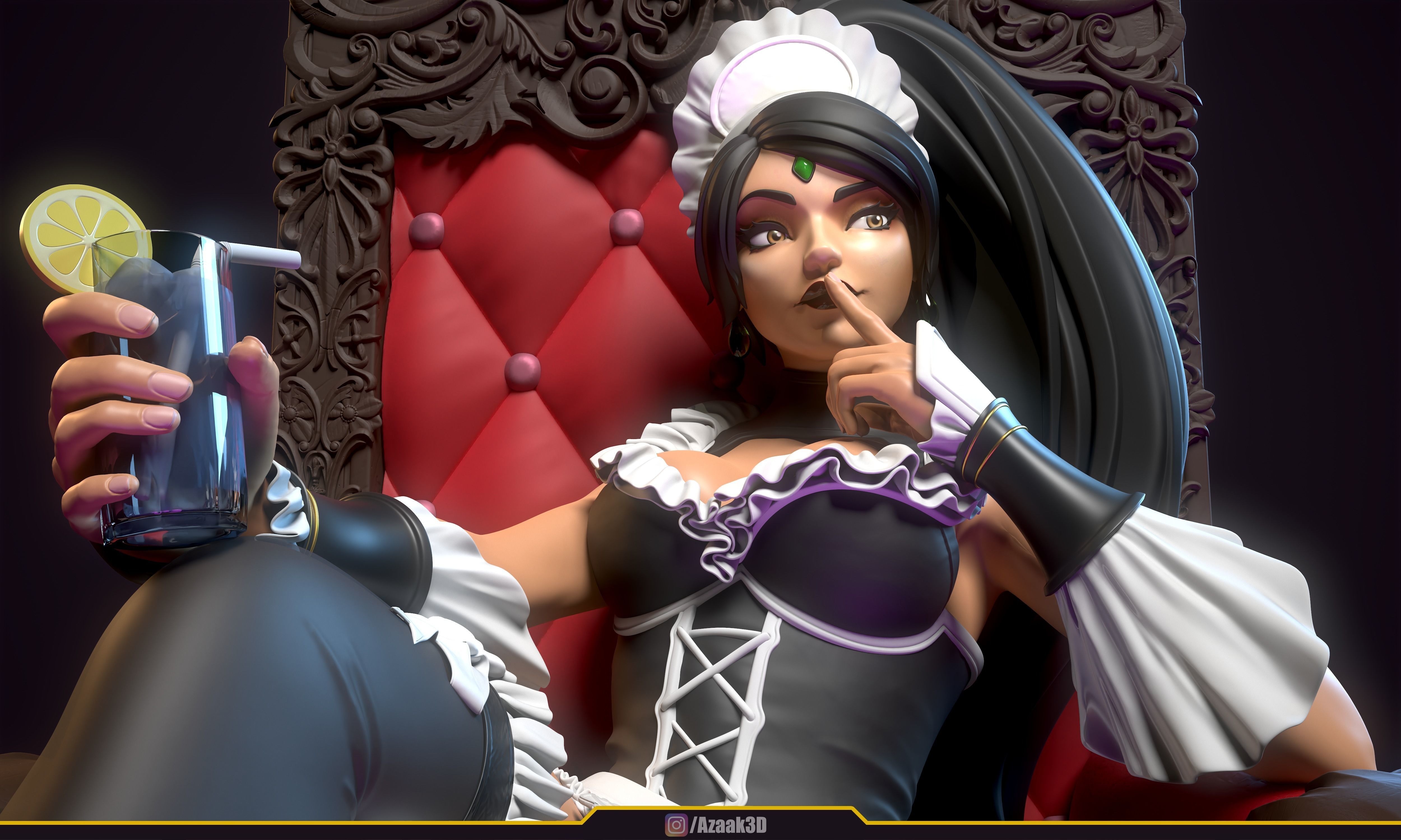 French Maid Nidalee 3D print model_21