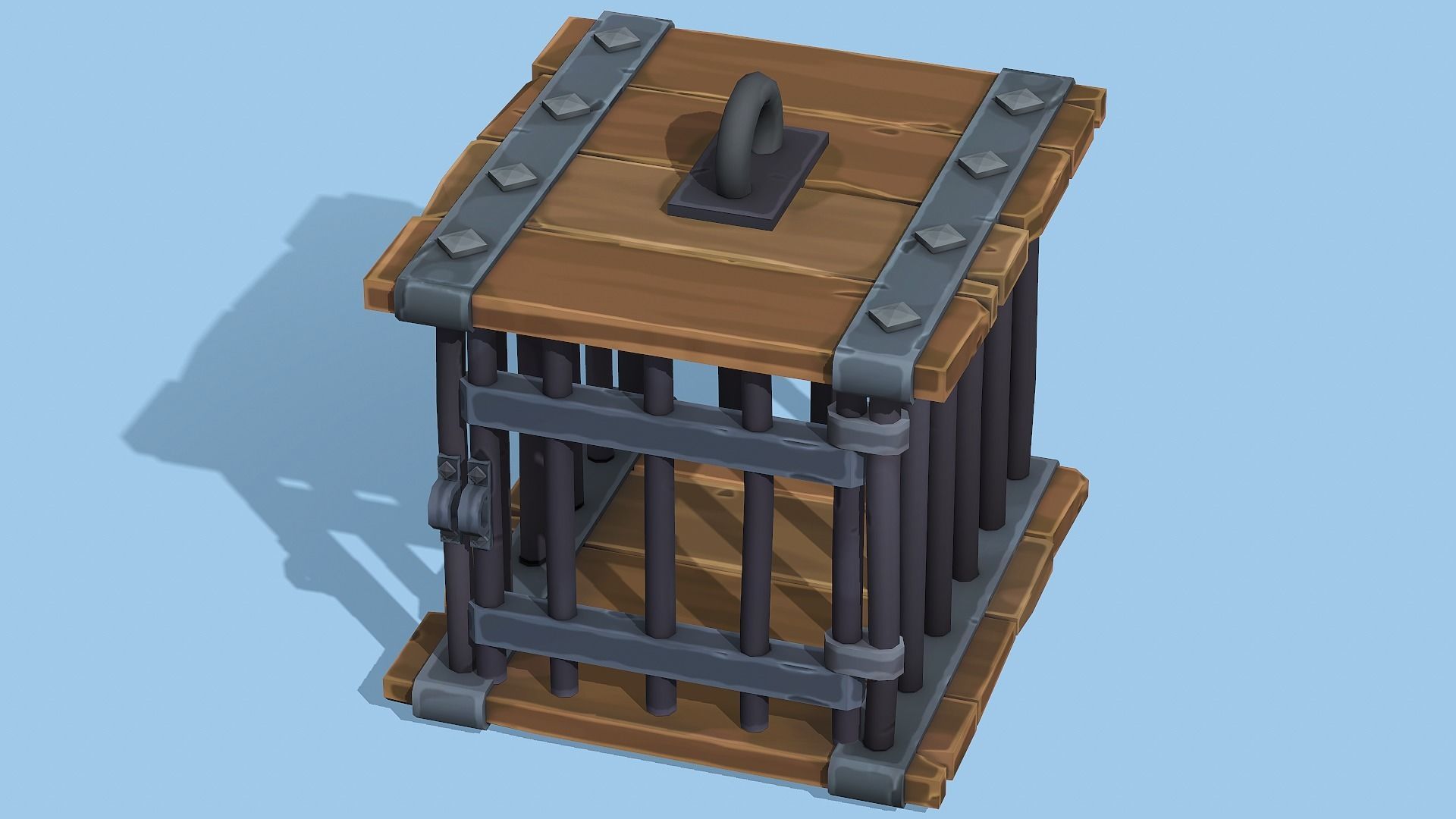 Stylized Wooden Cage - PBR Game Ready Low-poly 3D model_1