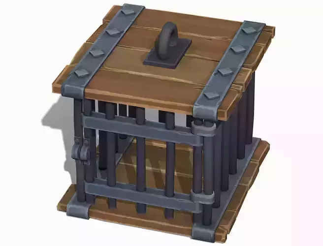 Stylized Wooden Cage - PBR Game Ready