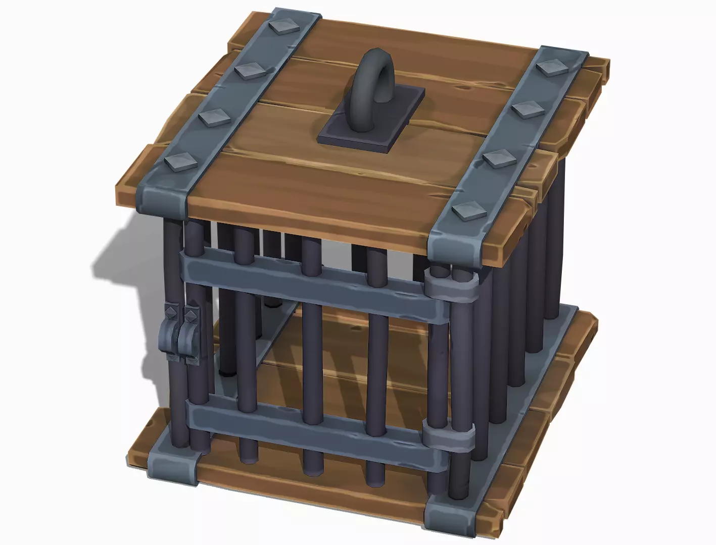 Stylized Wooden Cage - PBR Game Ready Low-poly 3D model_0