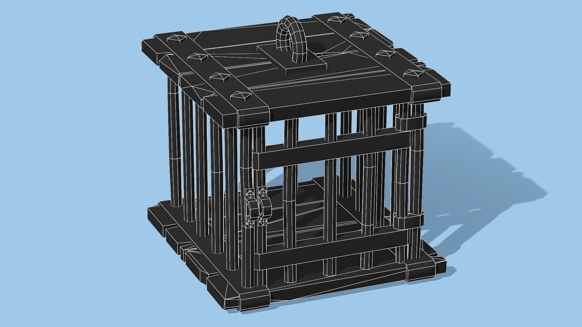 Stylized Wooden Cage - PBR Game Ready Low-poly 3D model_7