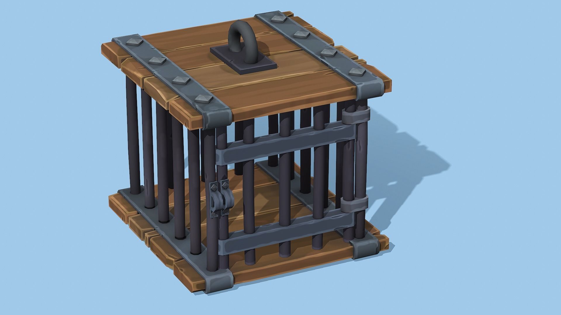Stylized Wooden Cage - PBR Game Ready Low-poly 3D model_5