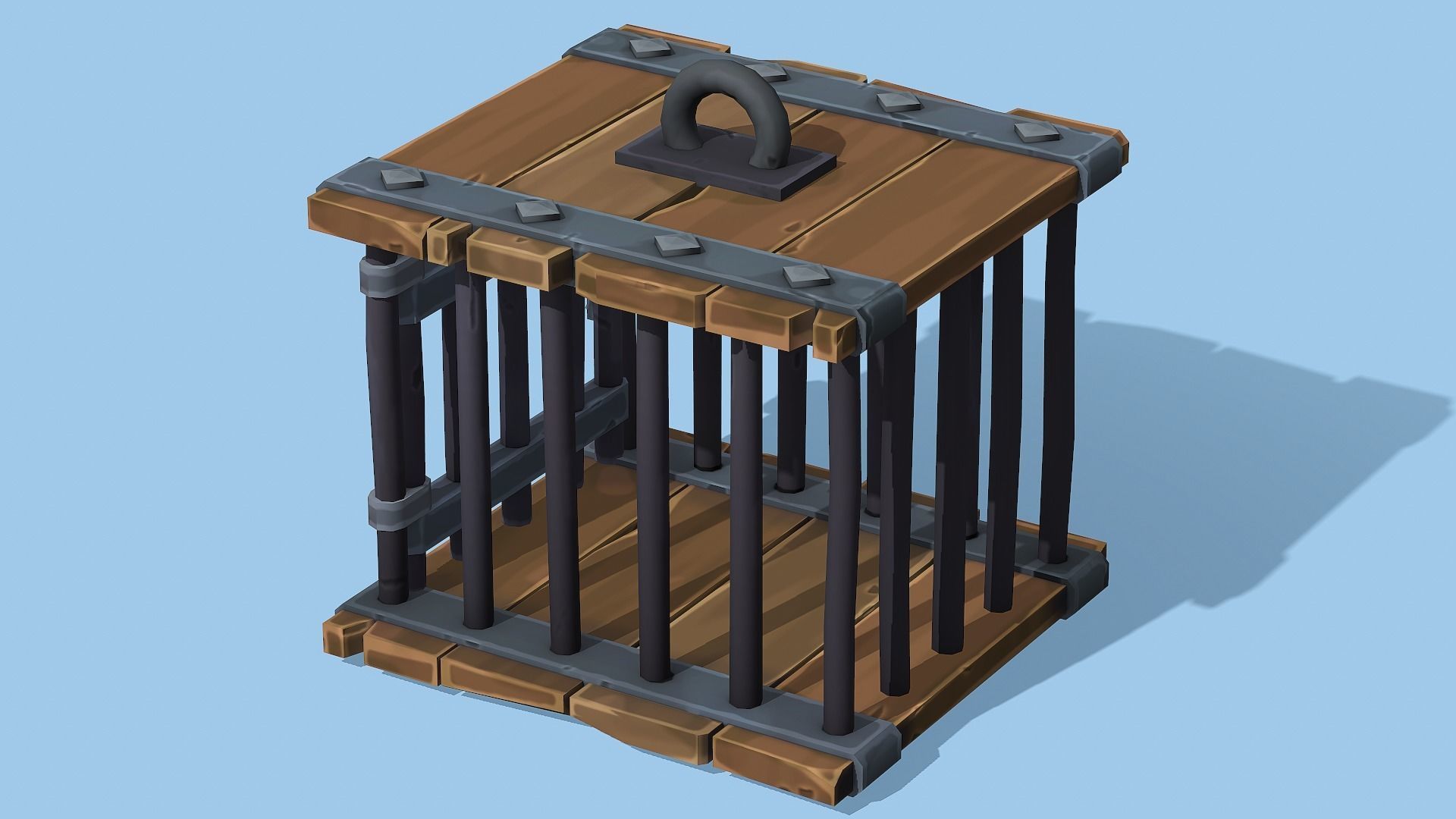 Stylized Wooden Cage - PBR Game Ready Low-poly 3D model_4