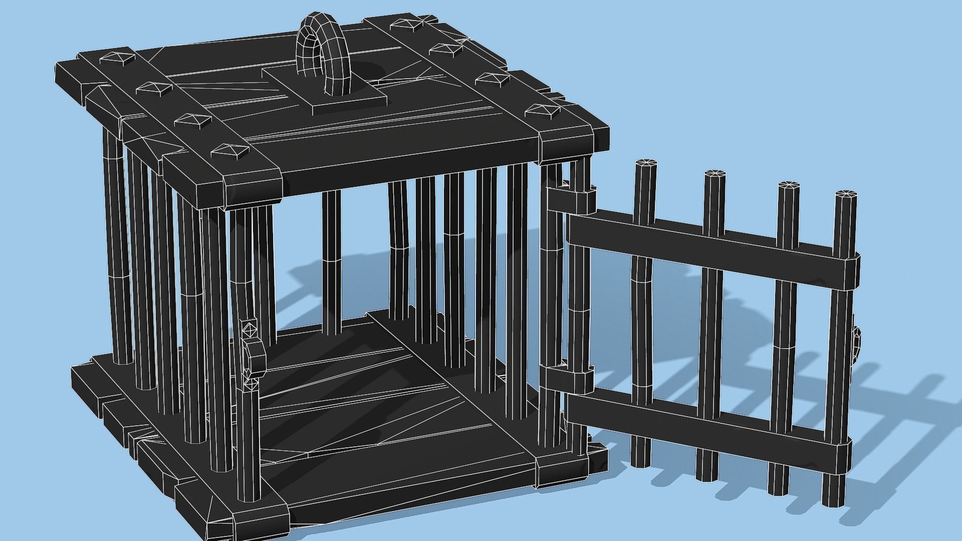 Stylized Wooden Cage - PBR Game Ready Low-poly 3D model_11