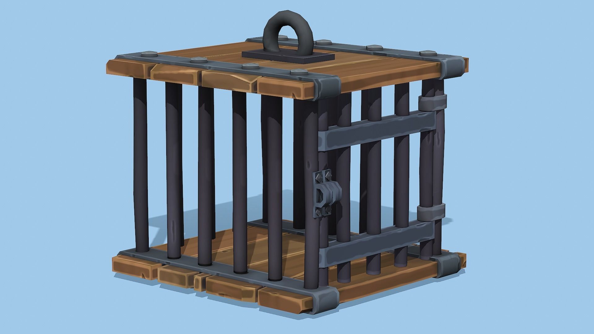 Stylized Wooden Cage - PBR Game Ready Low-poly 3D model_3