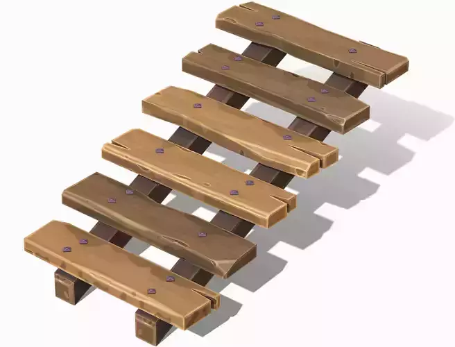 Stylized Wooden Stairs - PBR Game Ready