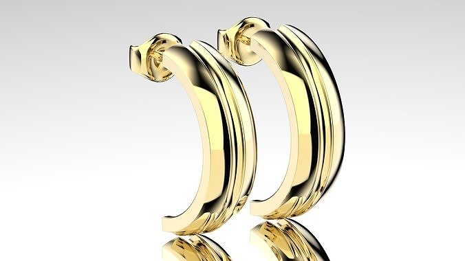 Simple semi-hoops earrings   3D print model