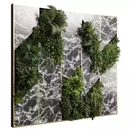 Vertical Wall Garden With marble and metal frame 