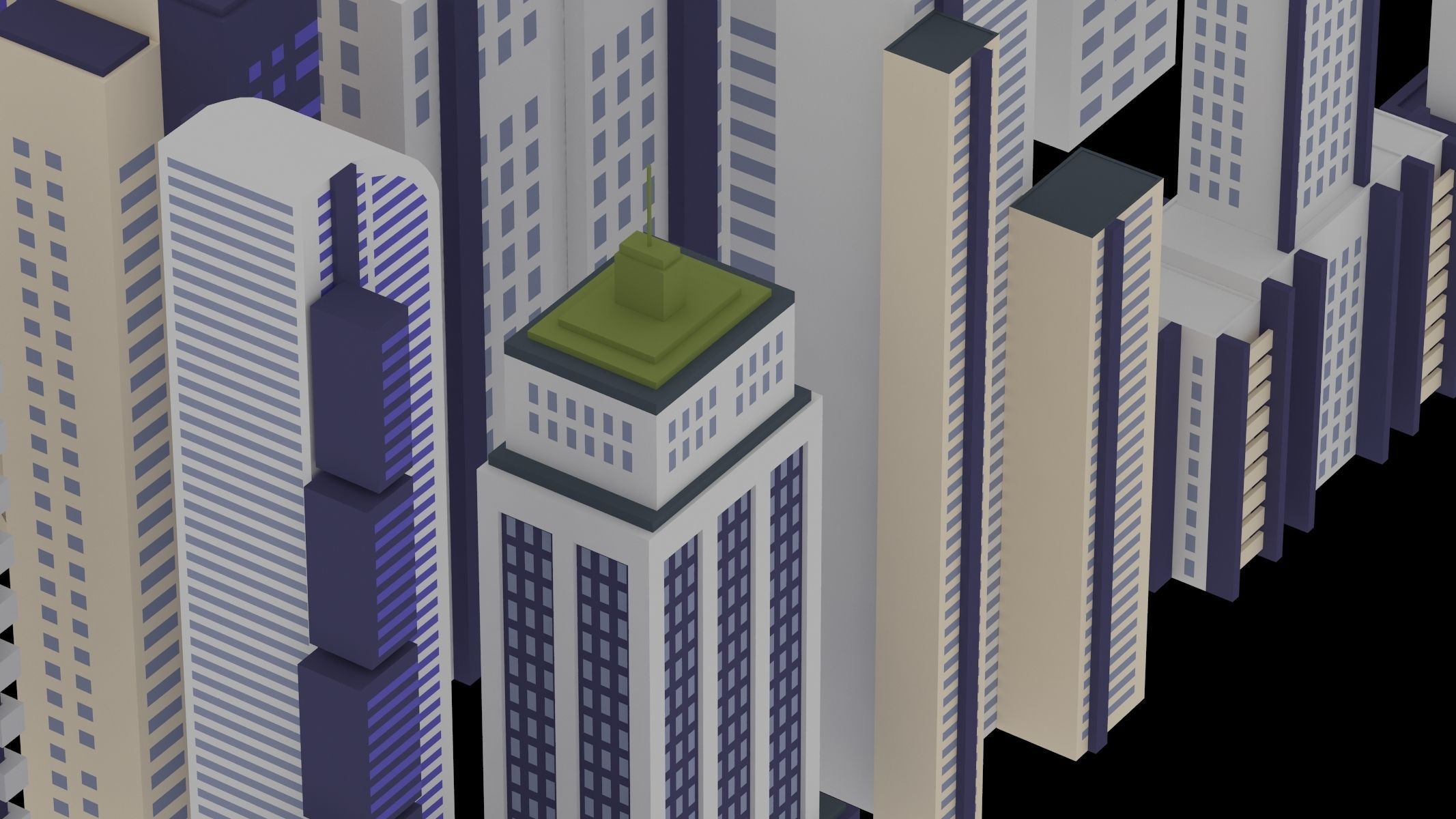 15 Building Low Poly Set 3D model_6