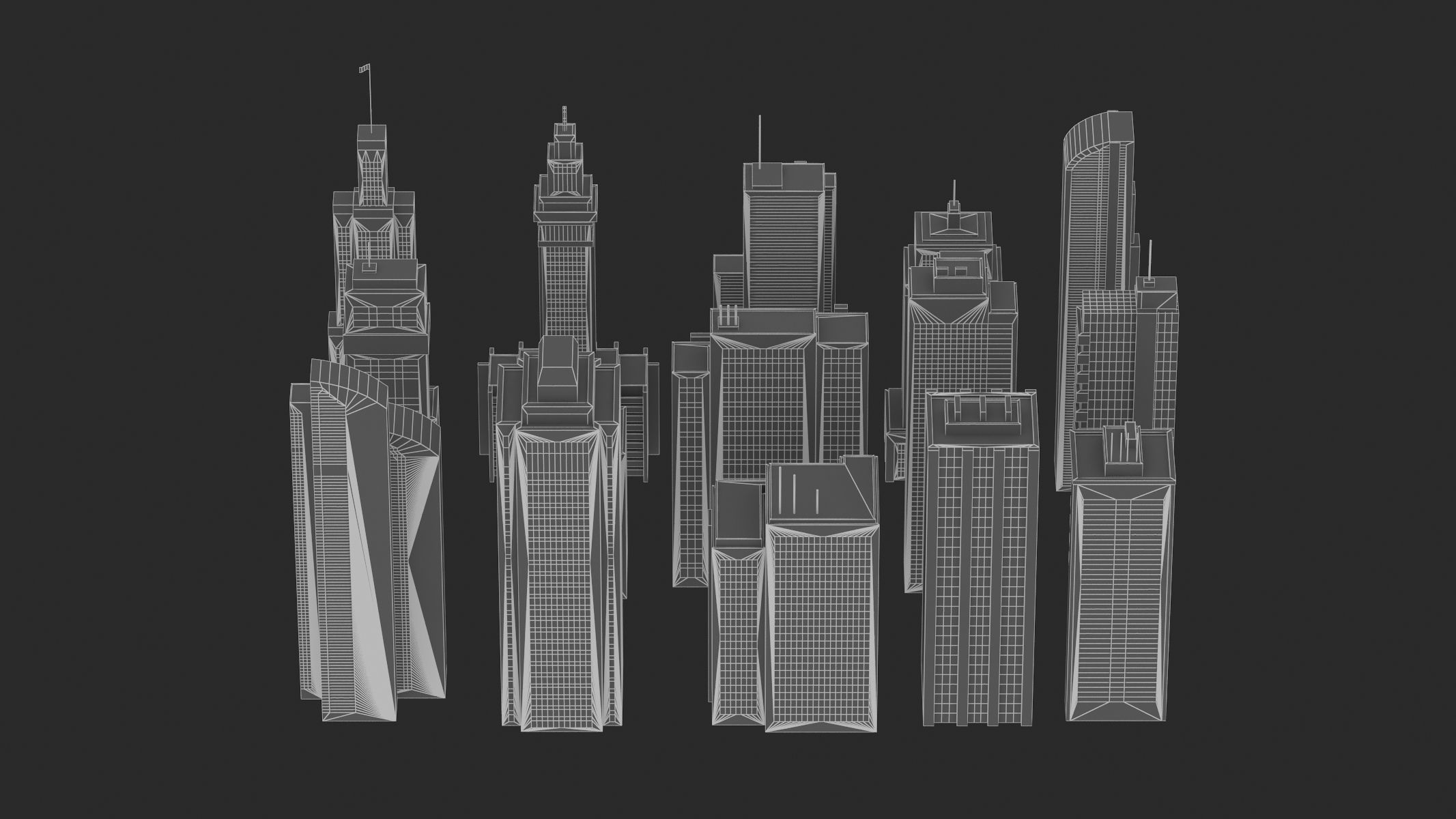 15 Building Low Poly Set 3D model_12