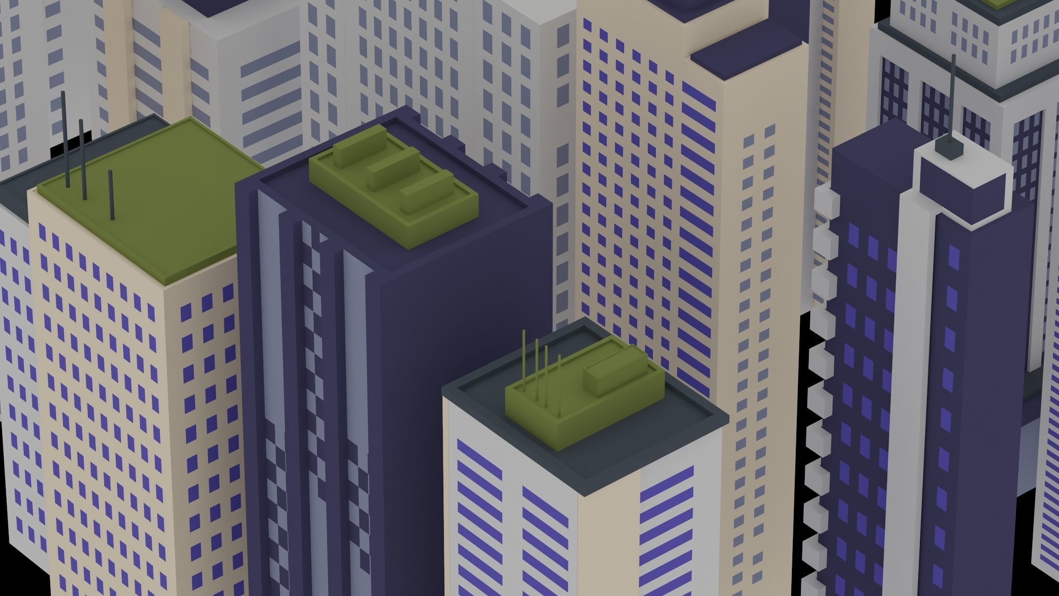 15 Building Low Poly Set 3D model_7