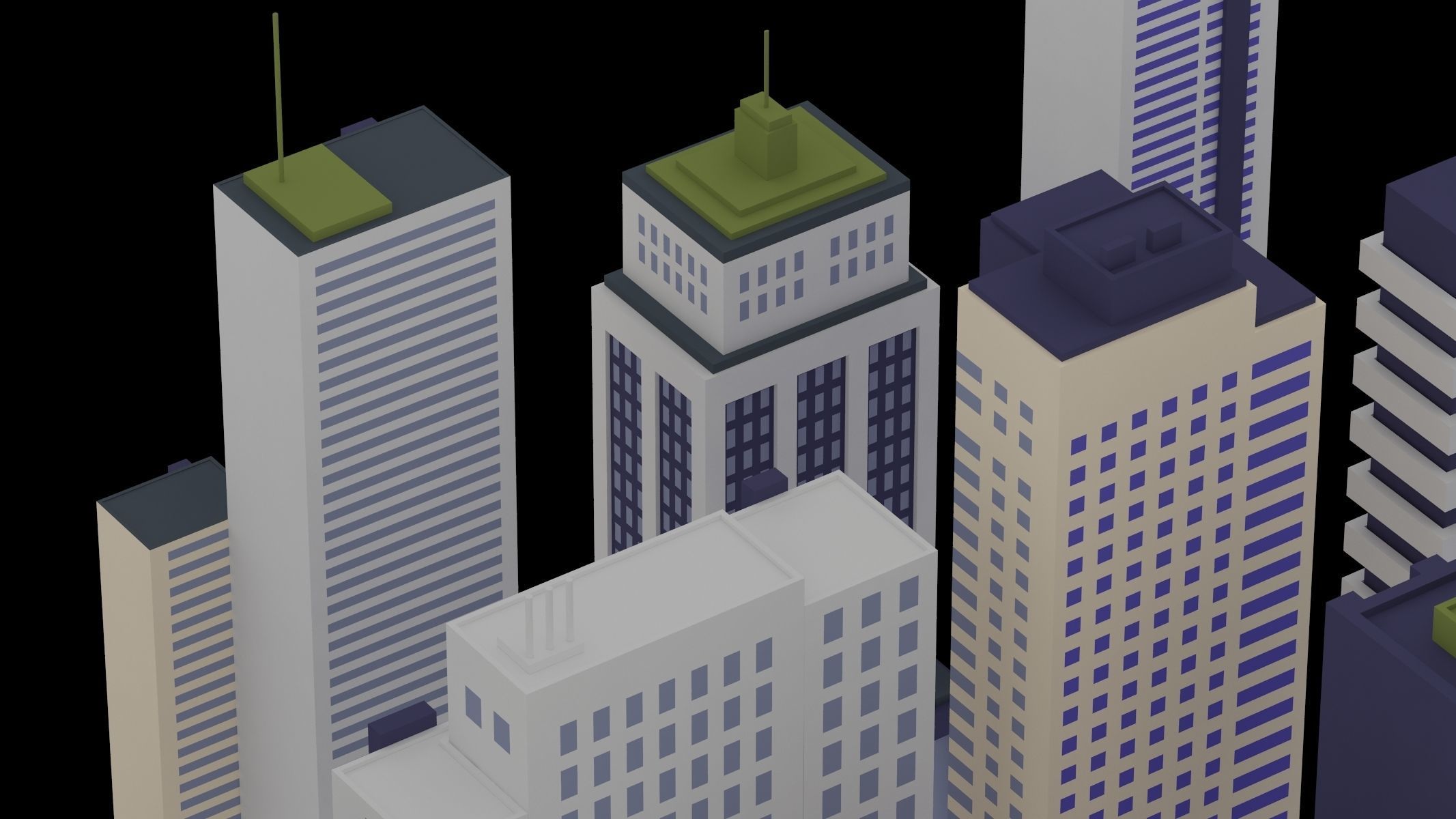 15 Building Low Poly Set 3D model_8