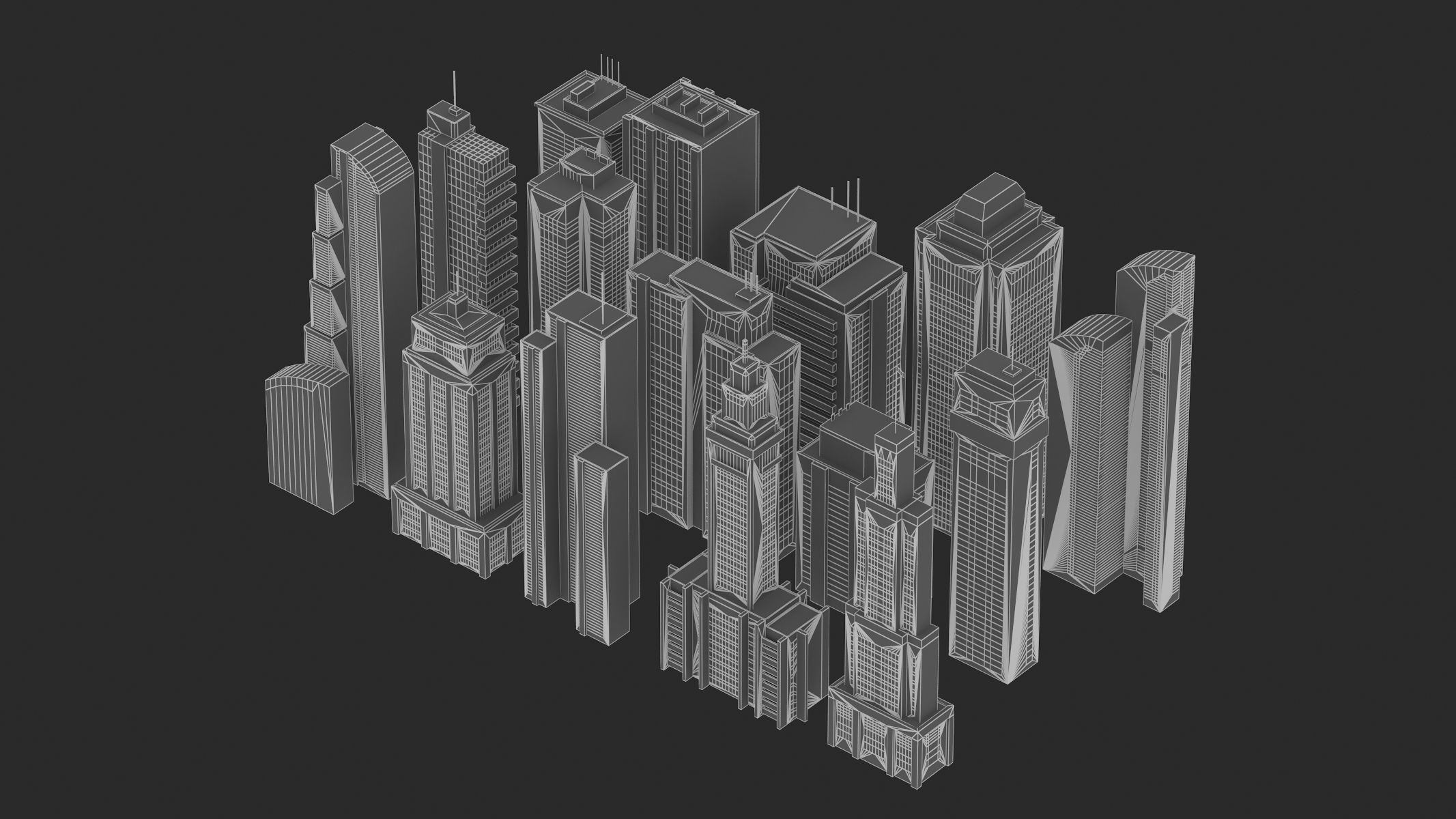 15 Building Low Poly Set 3D model_14