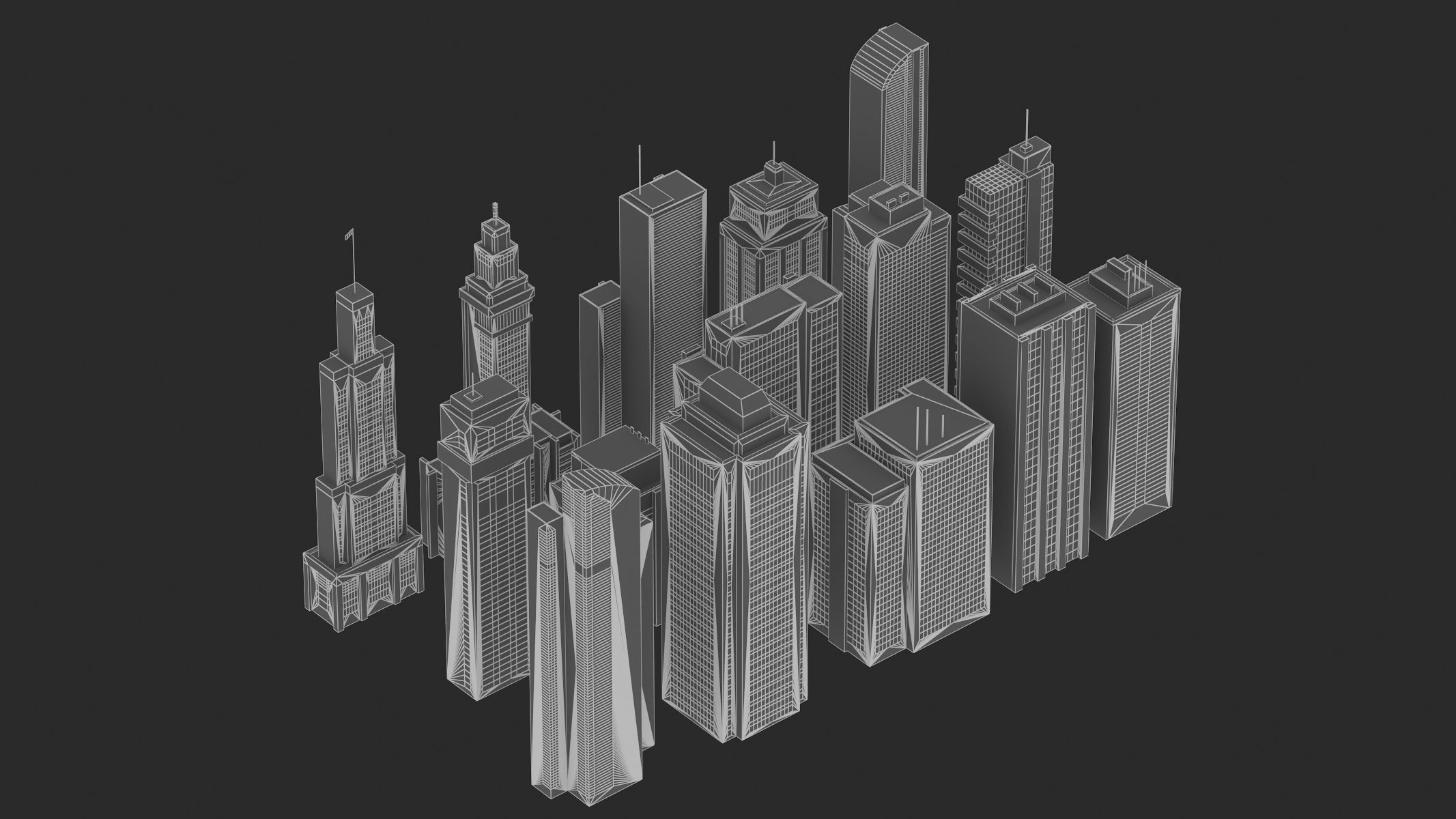 15 Building Low Poly Set 3D model_13