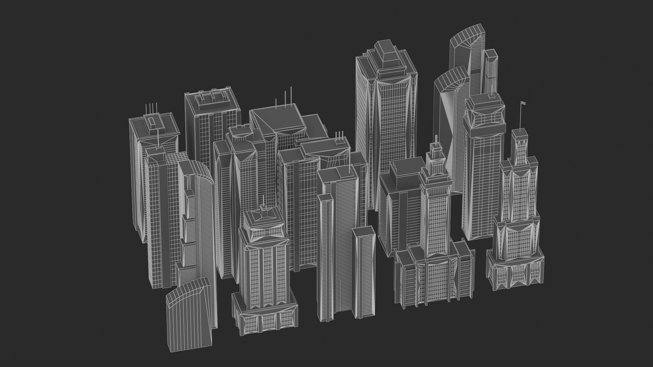 15 Building Low Poly Set 3D model_10