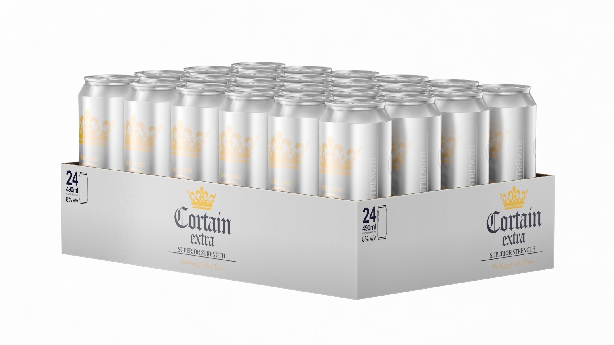 Beer 490ml Pack 24 Cans Low Poly PBR Realistic Low-poly 3D model_2