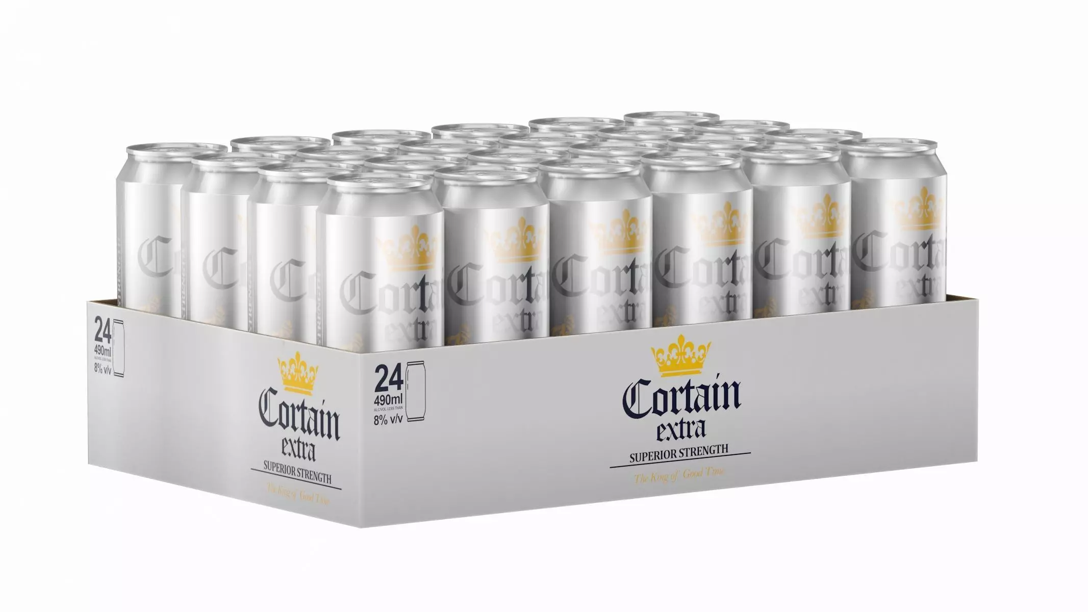 Beer 490ml Pack 24 Cans Low Poly PBR Realistic Low-poly 3D model_0