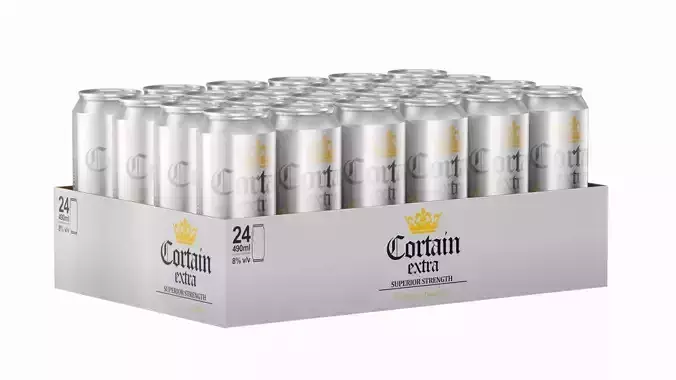 Beer 490ml Pack 24 Cans Low Poly PBR Realistic Low-poly 3D model