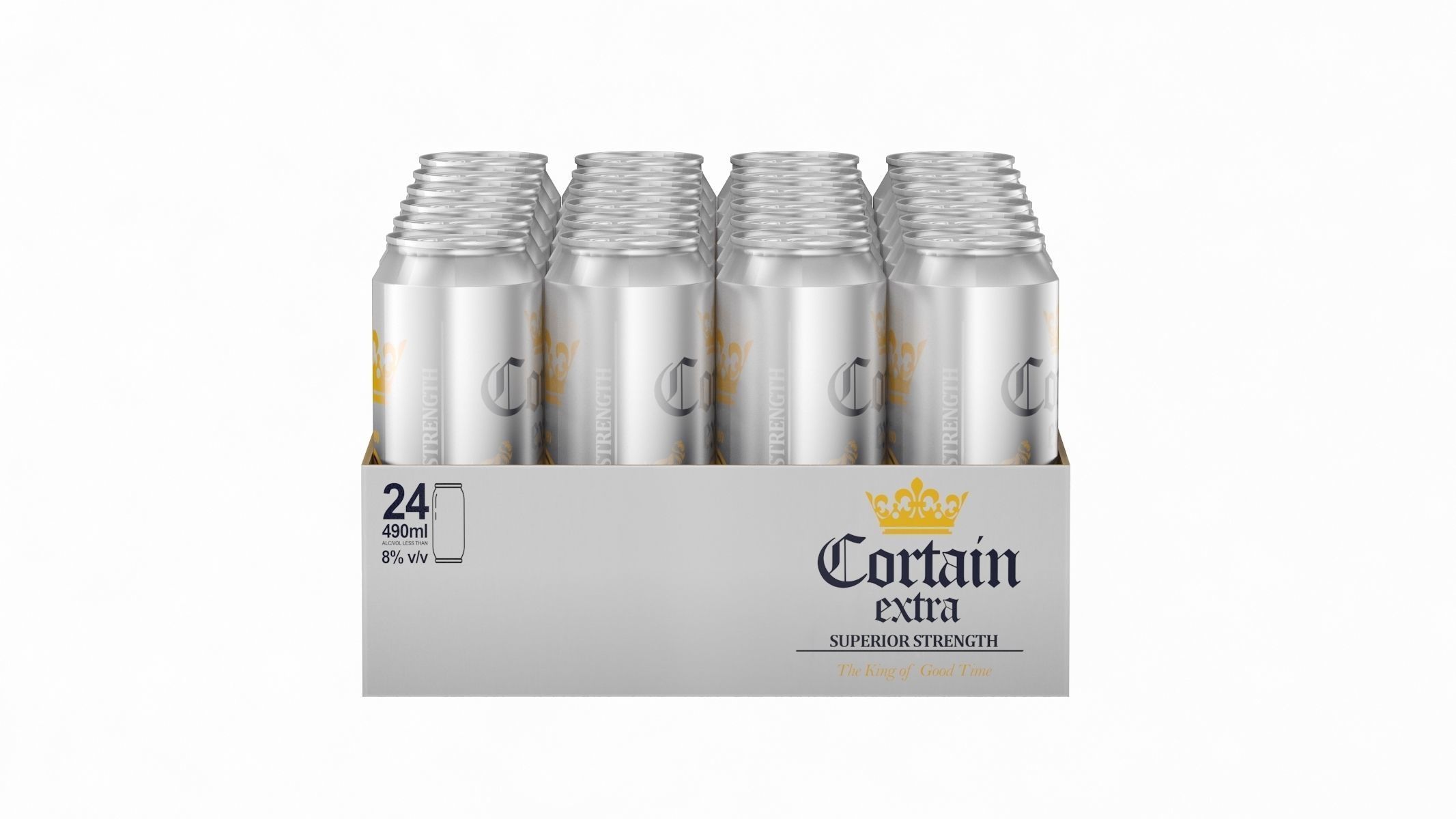 Beer 490ml Pack 24 Cans Low Poly PBR Realistic Low-poly 3D model_1