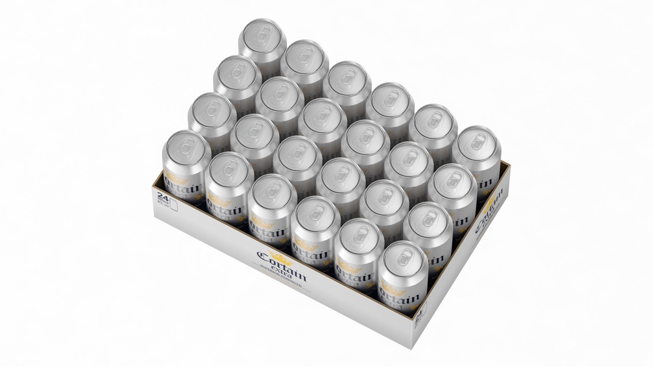 Beer 490ml Pack 24 Cans Low Poly PBR Realistic Low-poly 3D model_4