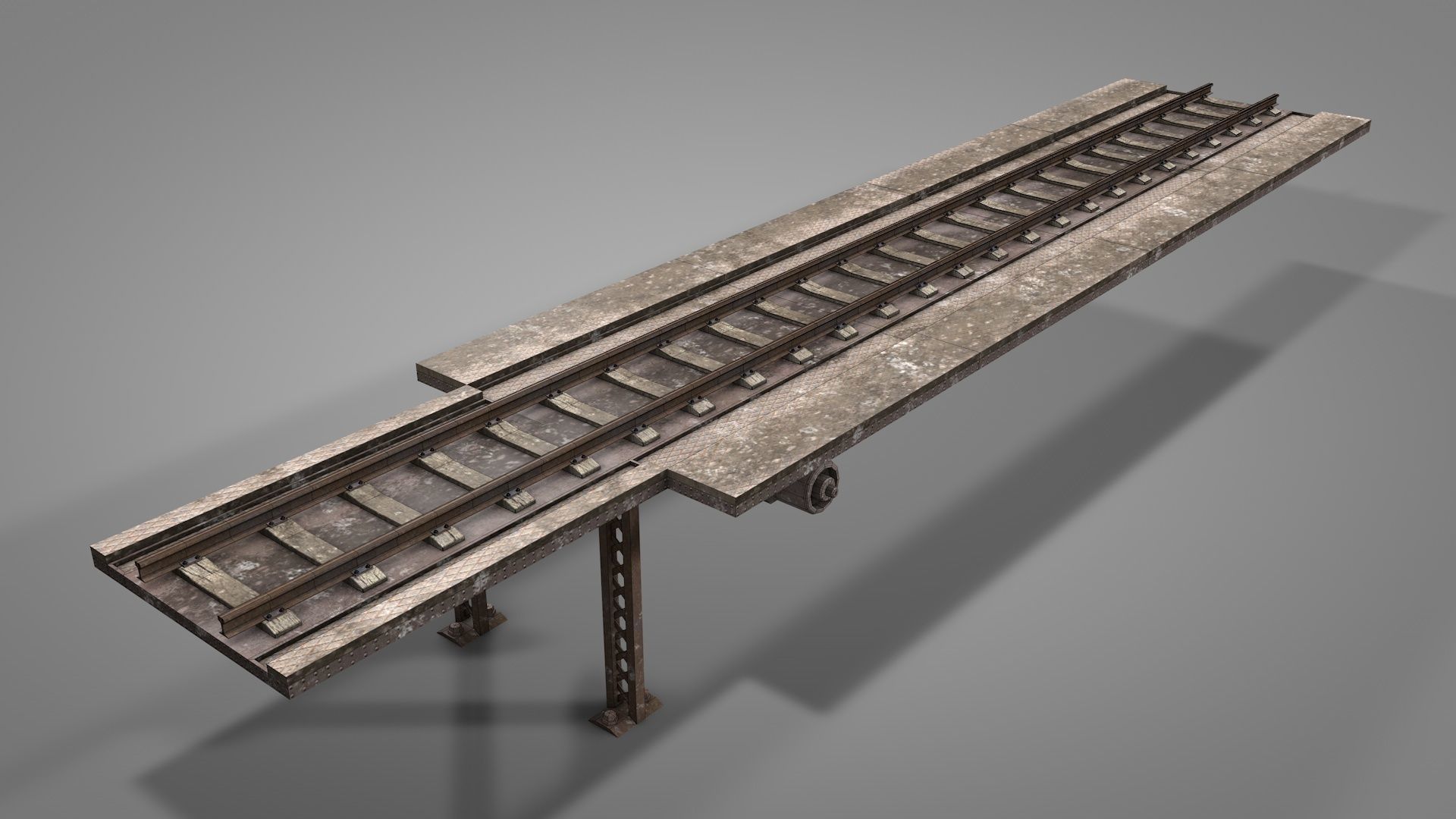 Railway Iron Drawbridge 3D model_13