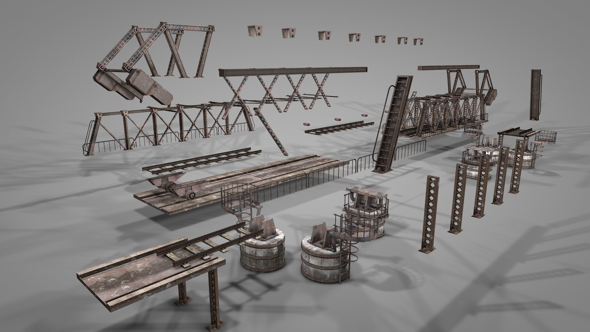 Railway Iron Drawbridge 3D model_24