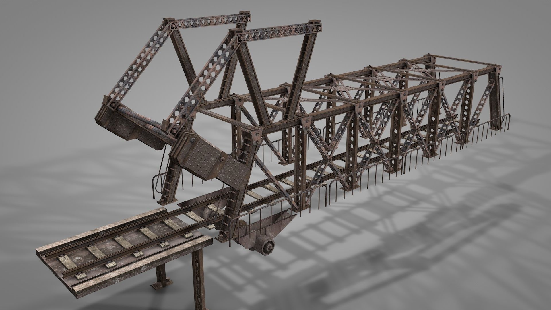 Railway Iron Drawbridge 3D model_11