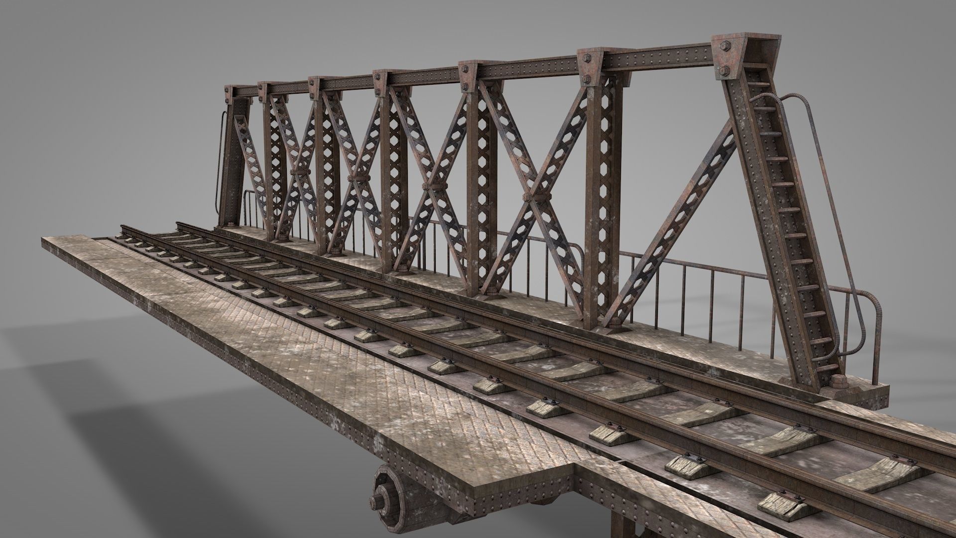 Railway Iron Drawbridge 3D model_14