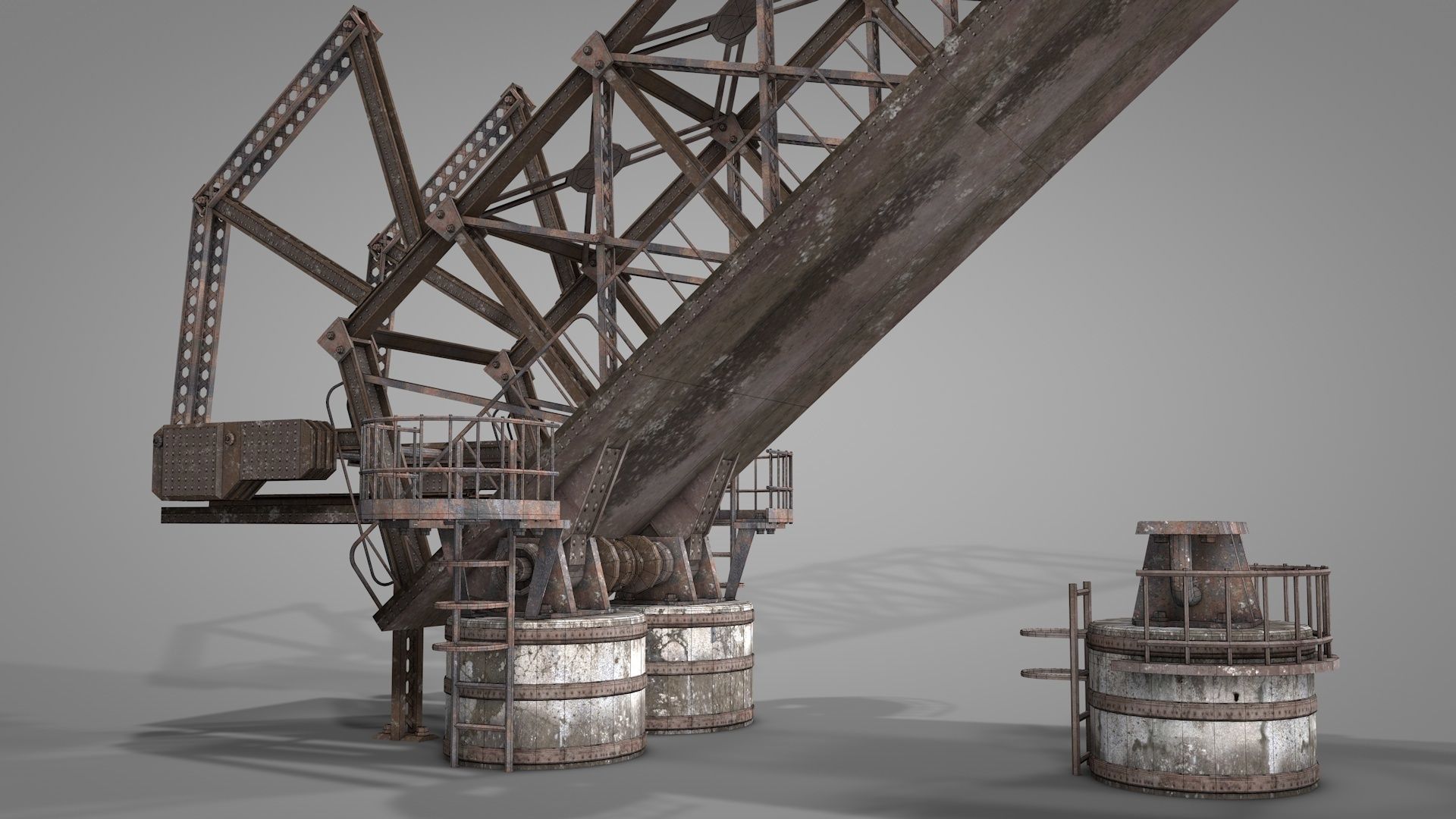 Railway Iron Drawbridge 3D model_18