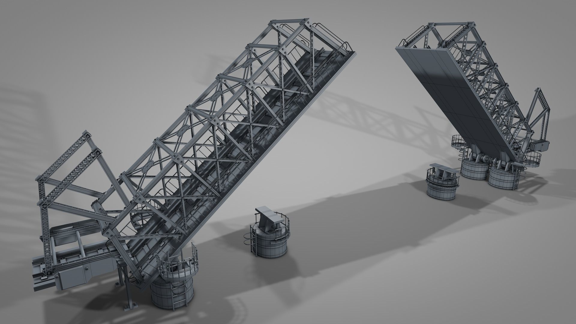 Railway Iron Drawbridge 3D model_2