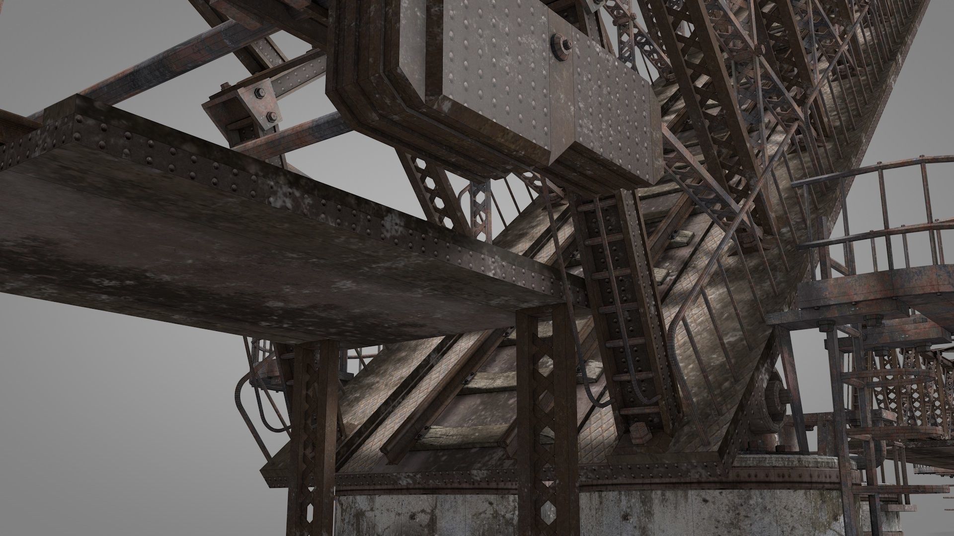 Railway Iron Drawbridge 3D model_19