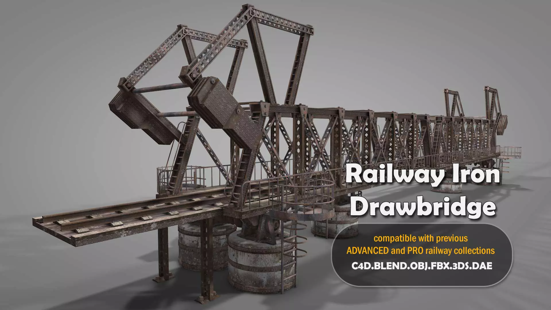 Railway Iron Drawbridge 3D model_0