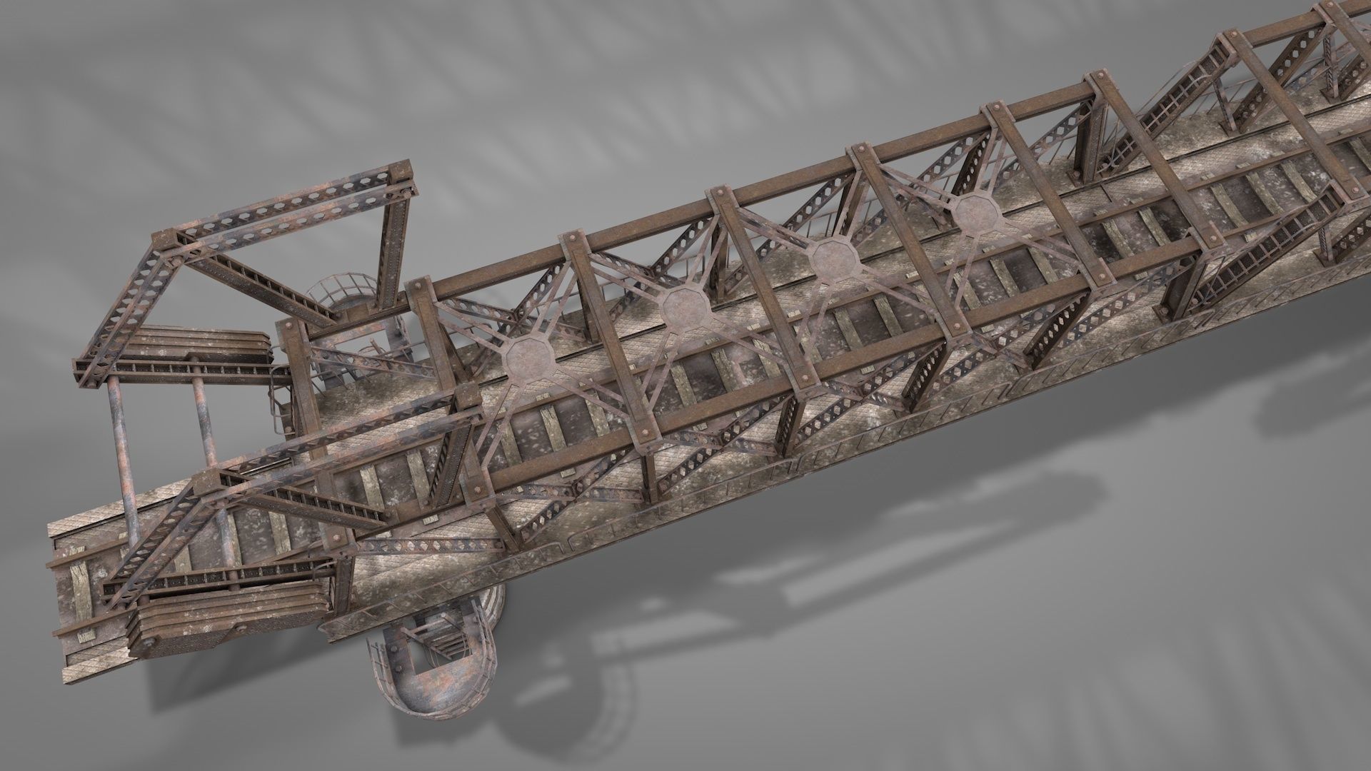Railway Iron Drawbridge 3D model_7