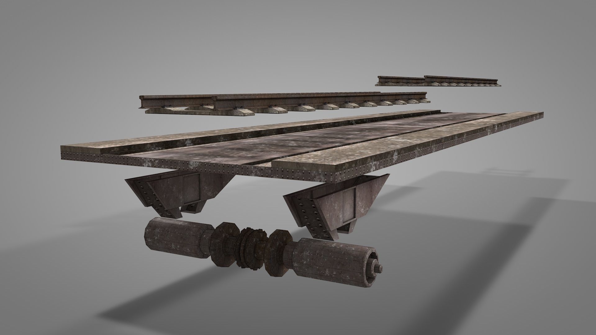 Railway Iron Drawbridge 3D model_17