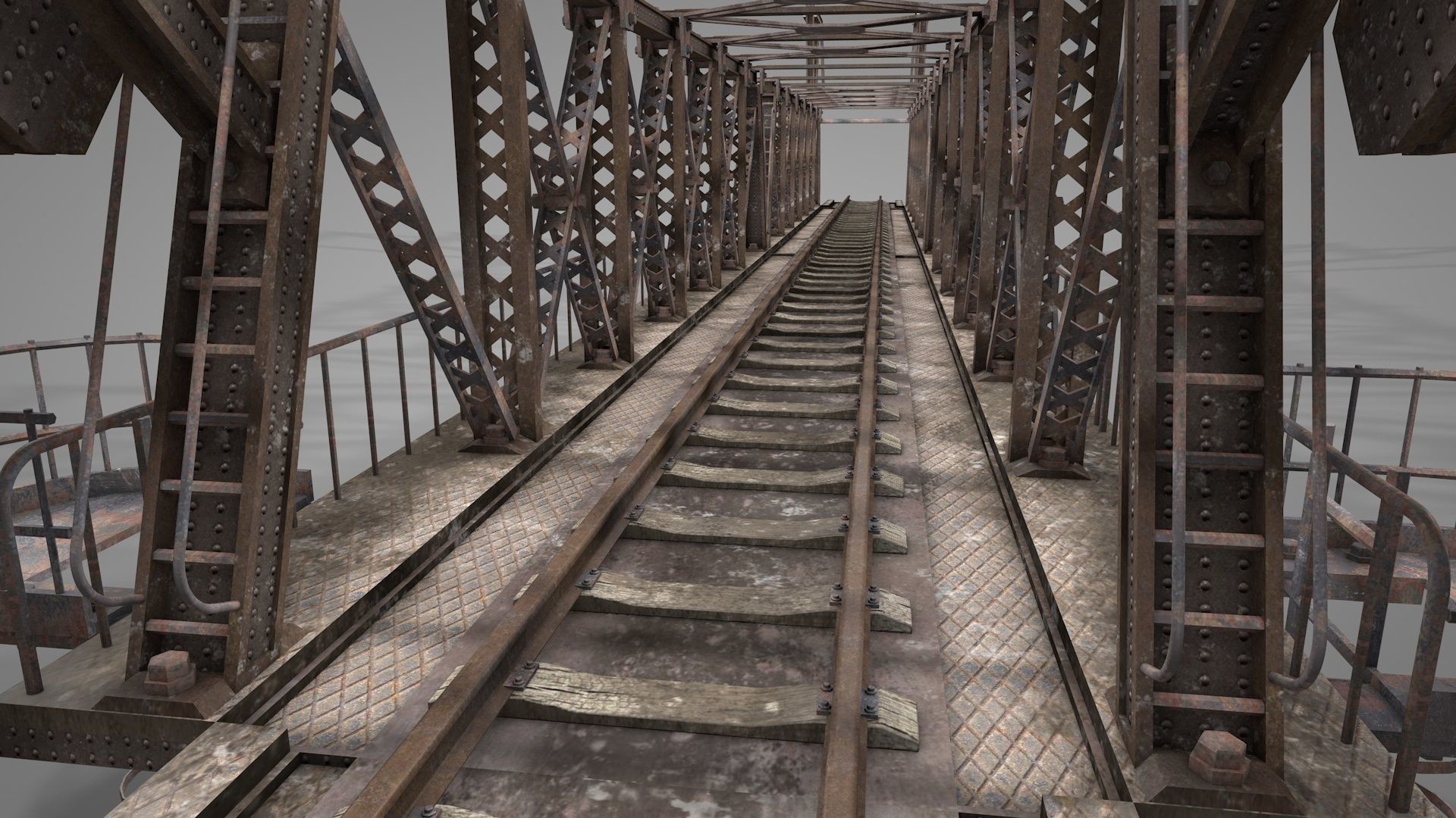 Railway Iron Drawbridge 3D model_5