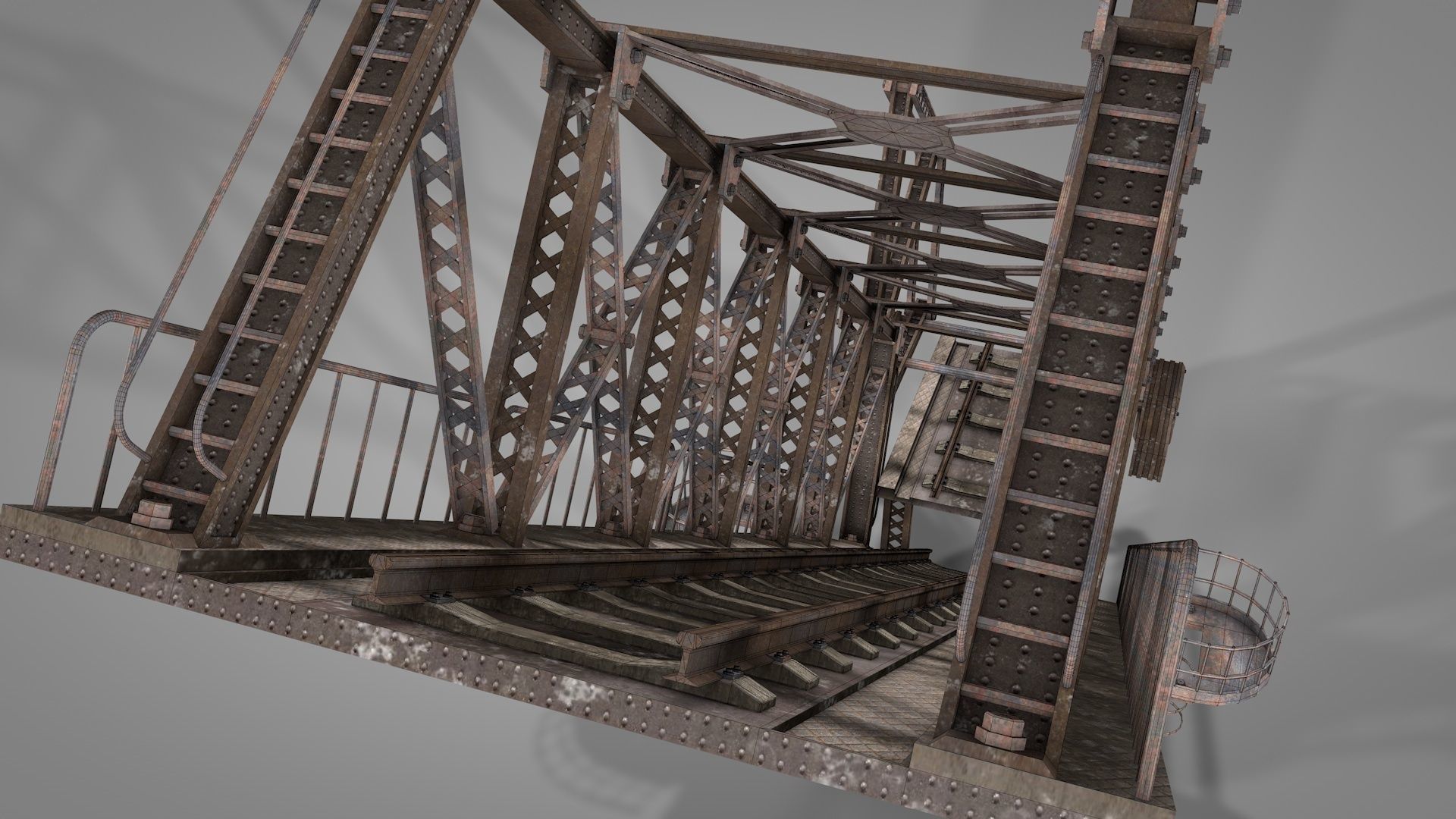 Railway Iron Drawbridge 3D model_20