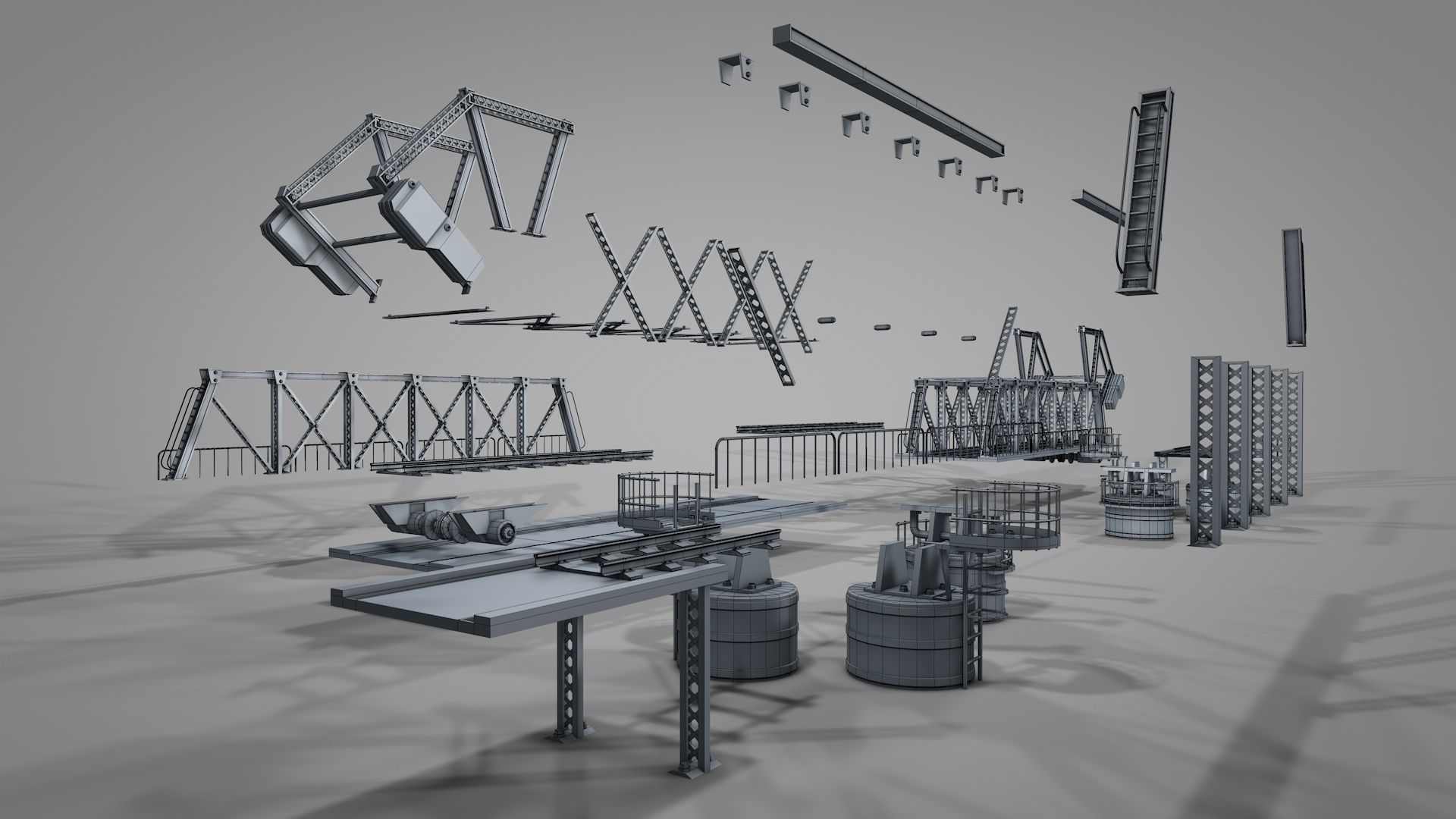 Railway Iron Drawbridge 3D model_25