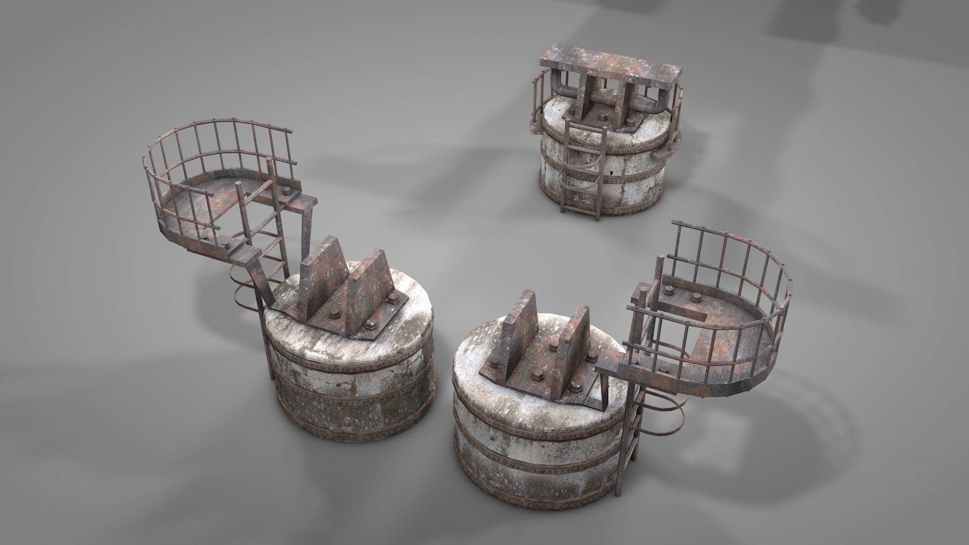 Railway Iron Drawbridge 3D model_9