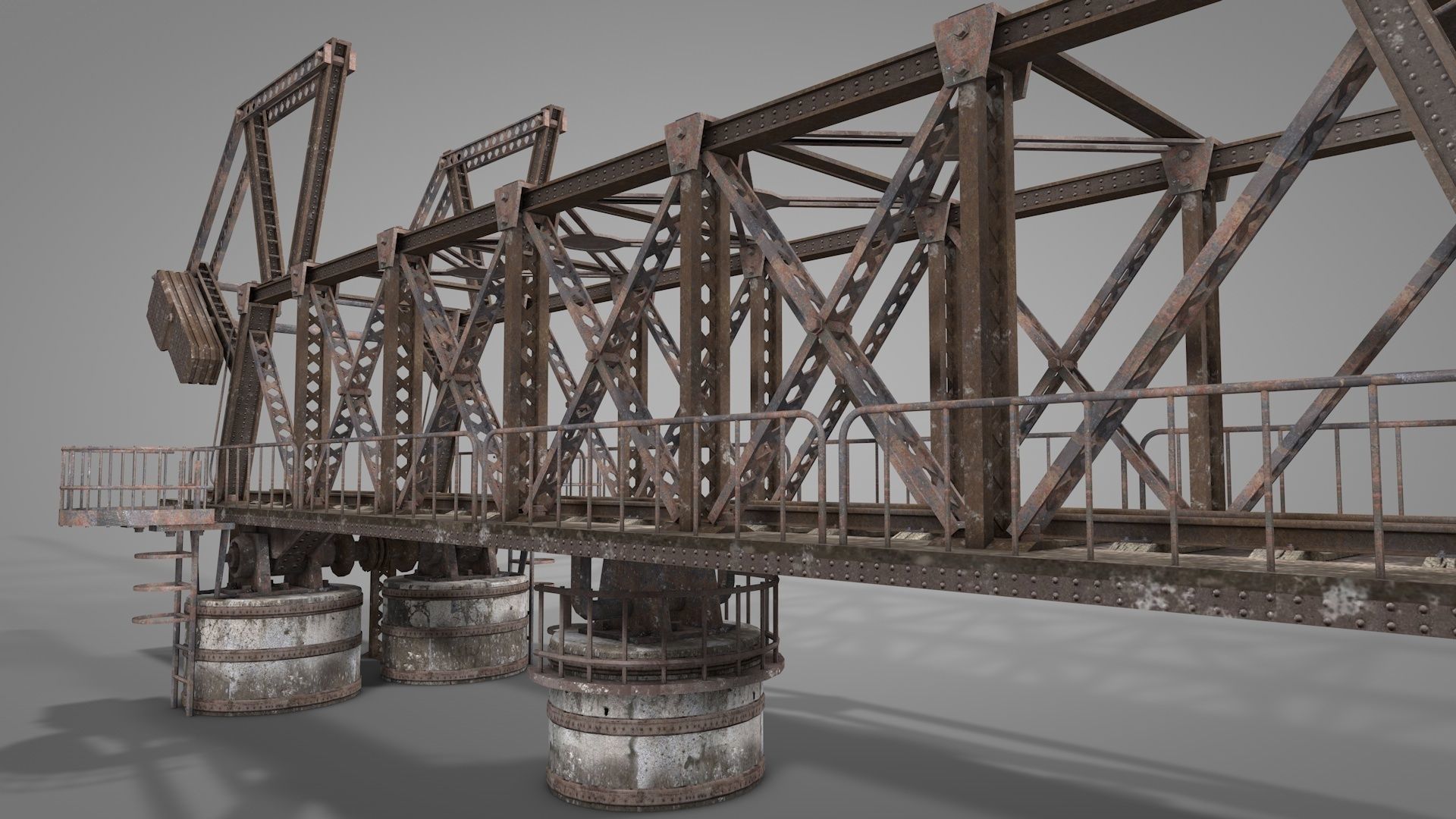 Railway Iron Drawbridge 3D model_3