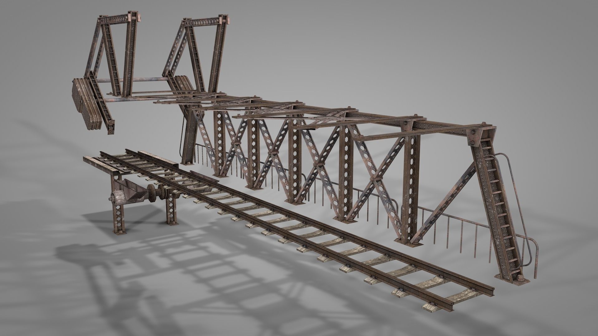 Railway Iron Drawbridge 3D model_12