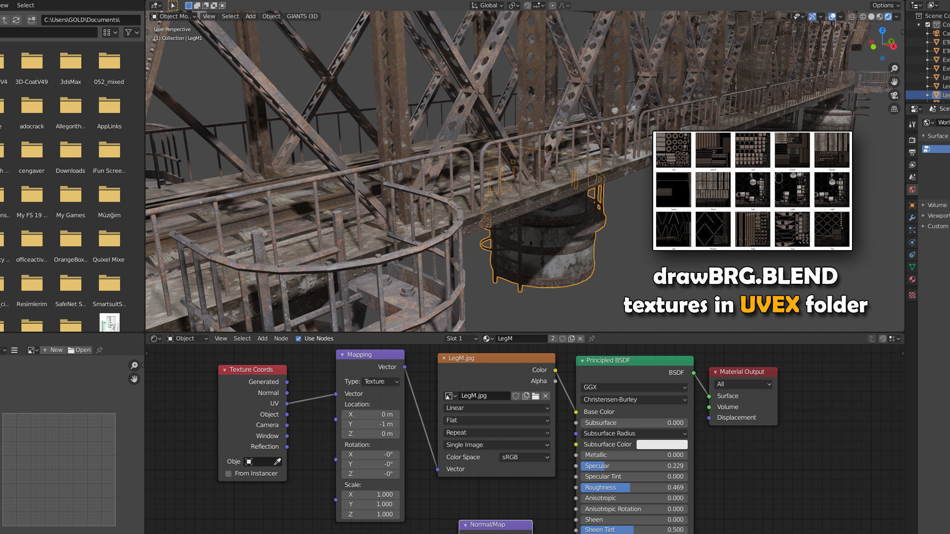 Railway Iron Drawbridge 3D model_28