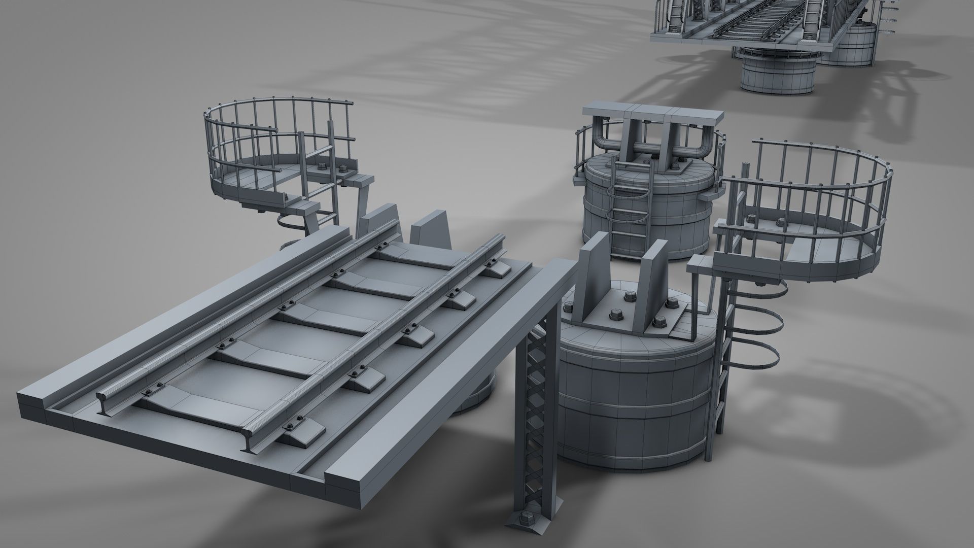 Railway Iron Drawbridge 3D model_10