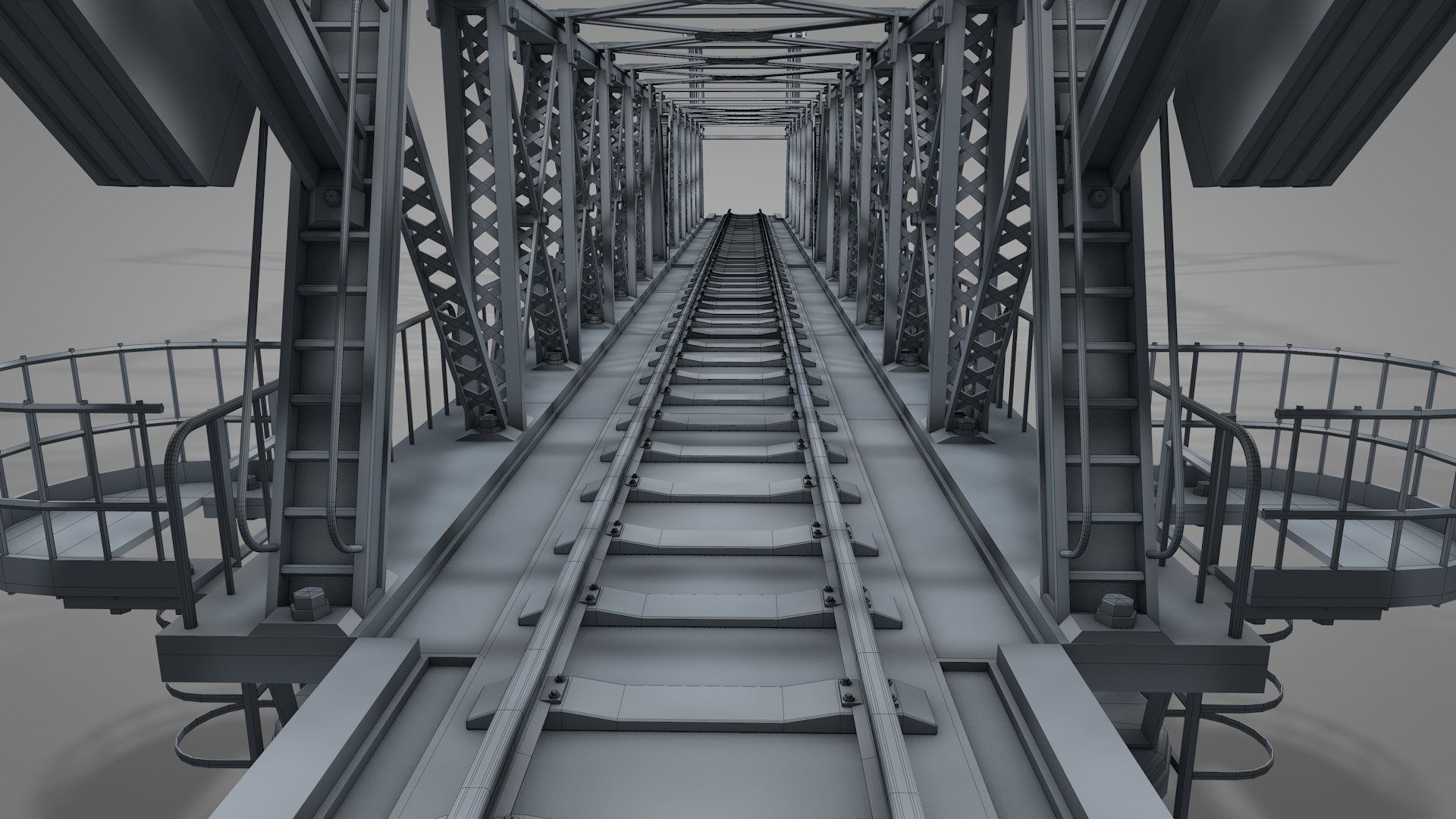 Railway Iron Drawbridge 3D model_6