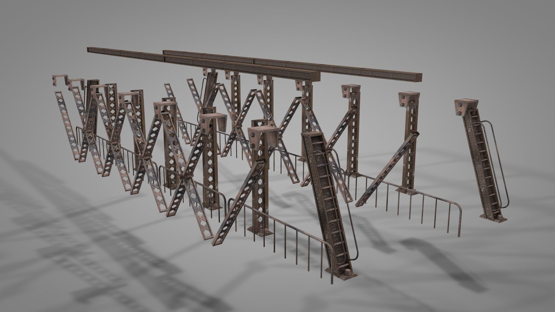 Railway Iron Drawbridge 3D model_15