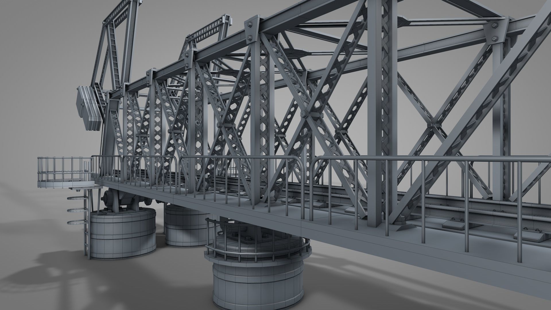 Railway Iron Drawbridge 3D model_4